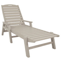 POLYWOOD NCC2280SA Sand Nautical Folding Adjustable Chaise with Arms