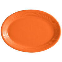 Tuxton Concentrix 13 1/2" x 9 3/4" Papaya Oval China Coupe Platter - 6/Case