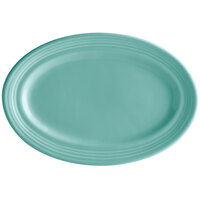Tuxton Concentrix 9 3/4" x 6 1/2" Island Blue Oval China Platter - 24/Case