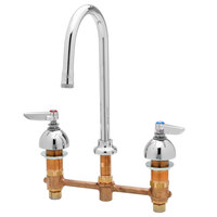 T&S B-2851-L EasyInstall Deck Mount Concealed Lavatory Faucet with 12" Centers, 5 3/4" Swivel/Rigid Gooseneck, Eterna Cartridges, and Lever Handles
