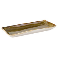 Tuxton TuxTrendz Artisan Geode Walnut 11 5/8" x 5 1/8" Rectangular China Tray - 12/Case