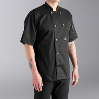 Uncommon Chef South Beach 0415 Unisex Black Customizable Short Sleeve Chef Coat - L