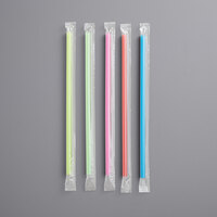 Choice 7 3/4" Jumbo Neon Wrapped Straw - 250/Pack