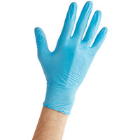 Noble Powder-Free Disposable Blue Hybrid 3.5 Mil Thick Gloves - Medium - 100/Box