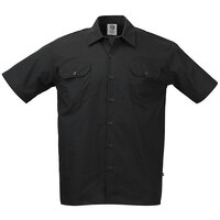 Mercer Culinary M60250BK Metro Edge Unisex Black Customizable Short Sleeve Brewer / Work Shirt - 3X