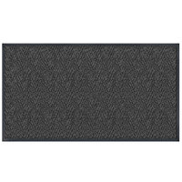 Lavex Chevron Rib 3' x 60' Charcoal Antimicrobial PET Fiber Indoor Entrance Mat - 3/8 inch Thick