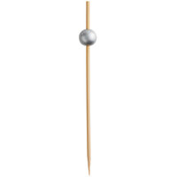 Front of the House Silver Bamboo Ball Pick 4 1/2" - 100/Pack