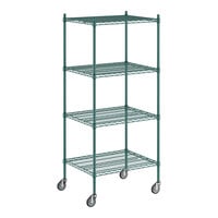 Regency 24" x 30" NSF Green Epoxy 4-Shelf Starter Kit with 64" Posts and Casters