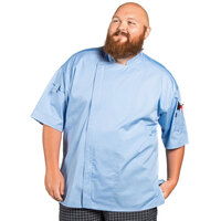 Uncommon Chef Venture Pro Vent Unisex Lightweight Sky Blue Short Sleeve Chef Coat with Mesh Back 0703 - 3X