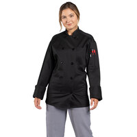 Uncommon Chef Classic Pro Vent Black Customizable Long Sleeve Chef Coat with Mesh Back 0426 - XL