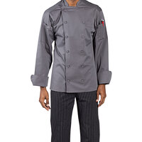 Uncommon Chef Vigor Pro Vent Unisex Lightweight Slate Customizable Long Sleeve Chef Coat with Mesh Back 0705 - XS