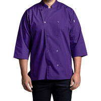 Uncommon Chef Epic Unisex Lightweight Grape Customizable 3/4 Length Sleeve Chef Coat with Side Vents 0975 - S