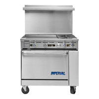 Imperial Range Pro Series IR-2-G24-XB Natural Gas 2 Burner 36" Range with 24" Griddle and Cabinet Base - 104,000 BTU