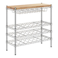 Regency 14" x 36" NSF 3-Shelf 24-Bottle Wire Wine Rack with 34" Posts and Hardwood Top