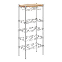Regency 14" x 24" NSF 4-Shelf 20-Bottle Wire Wine Rack with 54" Posts and Hardwood Top