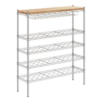 Regency 14" x 48" NSF 4-Shelf 44-Bottle Wire Wine Rack with 54" Posts and Hardwood Top