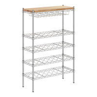 Regency 14" x 36" NSF 4-Shelf 32-Bottle Wire Wine Rack with 54" Posts and Hardwood Top