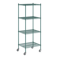 Regency 24" x 30" x 80" NSF Green Epoxy Mobile Wire Shelving Starter Kit with 4 Shelves