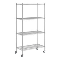 Regency 24" x 48" x 92" NSF Chrome Mobile Wire Shelving Starter Kit with 4 Shelves