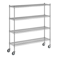 Regency 14" x 54" x 60" NSF Chrome Mobile Wire Shelving Starter Kit with 4 Shelves