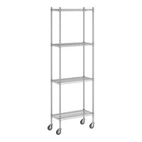 Regency 14" x 30" x 92" NSF Chrome Mobile Wire Shelving Starter Kit with 4 Shelves