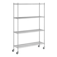 Regency 18" x 60" x 92" NSF Chrome Mobile Wire Shelving Starter Kit with 4 Shelves