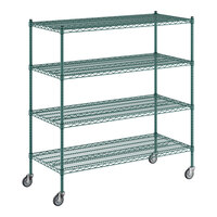 Regency 24" x 54" x 60" NSF Green Epoxy Mobile Wire Shelving Starter Kit with 4 Shelves