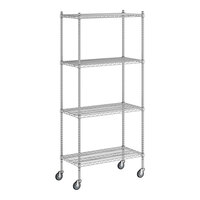 Regency 18" x 36" x 80" NSF Chrome Mobile Wire Shelving Starter Kit with 4 Shelves