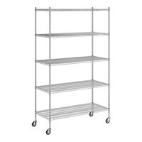 Regency 24" x 54" x 92" NSF Chrome Mobile Wire Shelving Starter Kit with 5 Shelves
