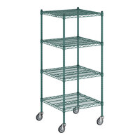 Regency 24" x 24" x 60" NSF Green Epoxy Mobile Wire Shelving Starter Kit with 4 Shelves