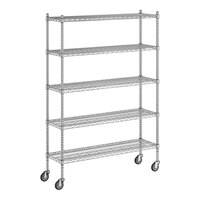 Regency 14" x 48" x 70" NSF Chrome Mobile Wire Shelving Starter Kit with 5 Shelves
