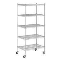 Regency 24" x 36" x 80" NSF Chrome Mobile Wire Shelving Starter Kit with 5 Shelves