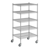 Regency 24" x 30" x 60" NSF Chrome Mobile Wire Shelving Starter Kit with 5 Shelves