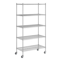 Regency 24" x 48" x 92" NSF Chrome Mobile Wire Shelving Starter Kit with 5 Shelves
