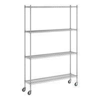 Regency 14" x 60" x 92" NSF Chrome Mobile Wire Shelving Starter Kit with 4 Shelves