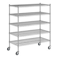 Regency 24" x 48" x 60" NSF Chrome Mobile Wire Shelving Starter Kit with 5 Shelves