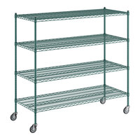 Regency 24" x 60" x 60" NSF Green Epoxy Mobile Wire Shelving Starter Kit with 4 Shelves