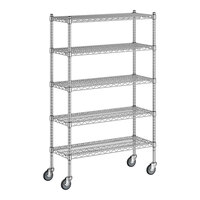 Regency 14" x 36" x 60" NSF Chrome Mobile Wire Shelving Starter Kit with 5 Shelves
