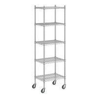 Regency 18" x 24" x 80" NSF Chrome Mobile Wire Shelving Starter Kit with 5 Shelves