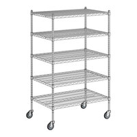 Regency 24" x 36" x 60" NSF Chrome Mobile Wire Shelving Starter Kit with 5 Shelves