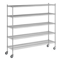Regency 18" x 72" x 70" NSF Chrome Mobile Wire Shelving Starter Kit with 5 Shelves