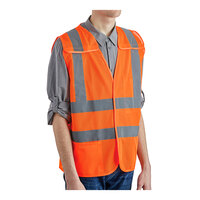 Lavex Class 2 Orange High Visibility 5-Point Breakaway Safety Vest with Hook & Loop Closure - Large