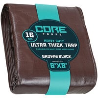 Core Tarps 6' x 8' Brown / Black Extra Heavy-Duty Weatherproof 16 Mil Poly Tarp with Reinforced Edges