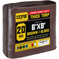Core Tarps 6' x 8' Brown / Black Extreme Heavy-Duty Weatherproof 20 Mil Poly Tarp with Reinforced Edges