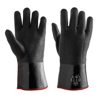 Showa 12" Black Cotton-Lined Neoprene Insulated Rough Grip Gloves 6781R-10 - Large