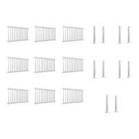 Mod-Fence Mod-Traditional 54' White Traditional Fence Starter Kit with 9 Fence Panels and 10 Post Connectors