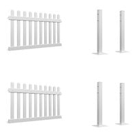Mod-Fence Mod-Picket 12' White Picket Fence Starter Kit with 2 Fence Panels and 4 Post Connectors