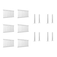 Mod-Fence Mod-Traditional 36' White Traditional Fence Starter Kit with 6 Fence Panels and 8 Post Connectors