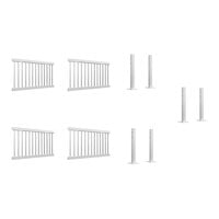 Mod-Fence Mod-Traditional 24' White Traditional Fence Starter Kit with 4 Fence Panels and 6 Post Connectors