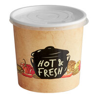 Choice 26 oz. Medley Double Poly-Coated Paper Soup / Hot Food Cup with Vented Plastic Lid - 25/Pack